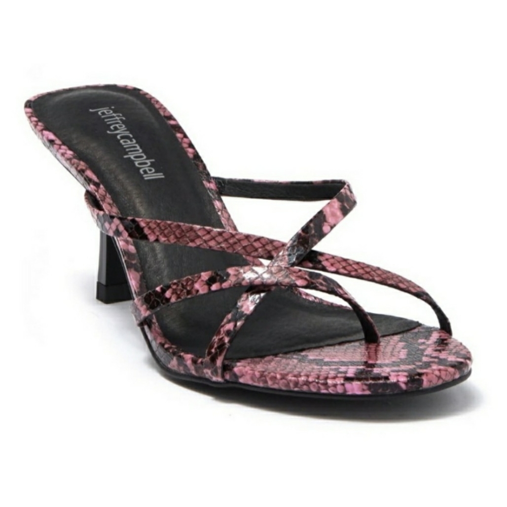 Jeffrey Campbell Sandals Pink Snake Slides Mule